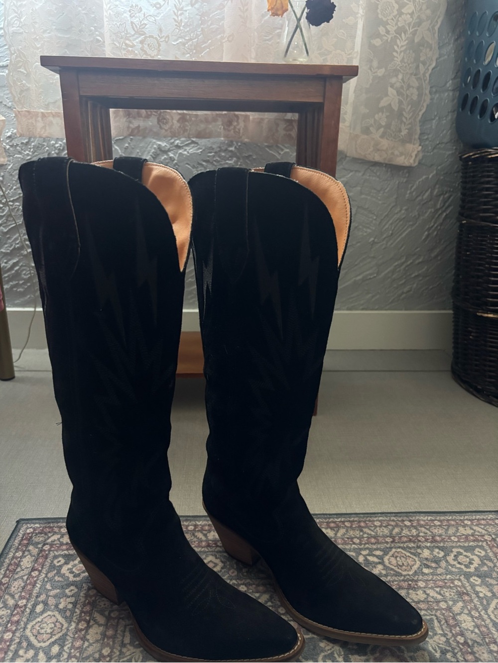 Dingo Black Suede Knee High Western Boots - Picture 2 of 6